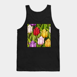 Colored Nature Inspired Pattern with Floral Motifs Tank Top